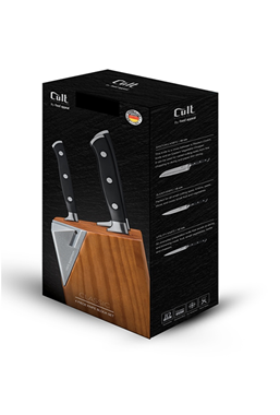 בלוק סכינים 4 חלקים הכולל 3 סכינים + מעמד עם משחיז מובנה Food Appeal CLASSIC  : image 2