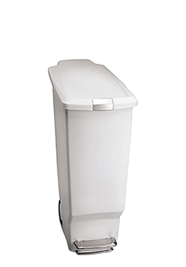פח פלסטיק לבן דוושה צר 40 ליטר תוצרת Simplehumen ארה"ב  : image 1